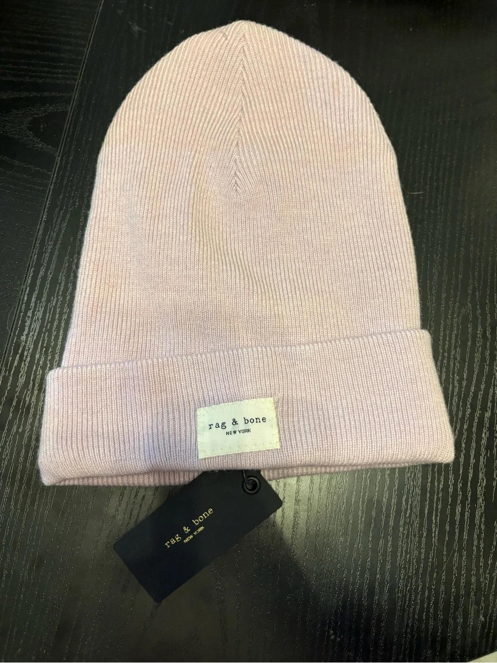 rag & bone Kids Light Pink Ribbed Knit Beanie